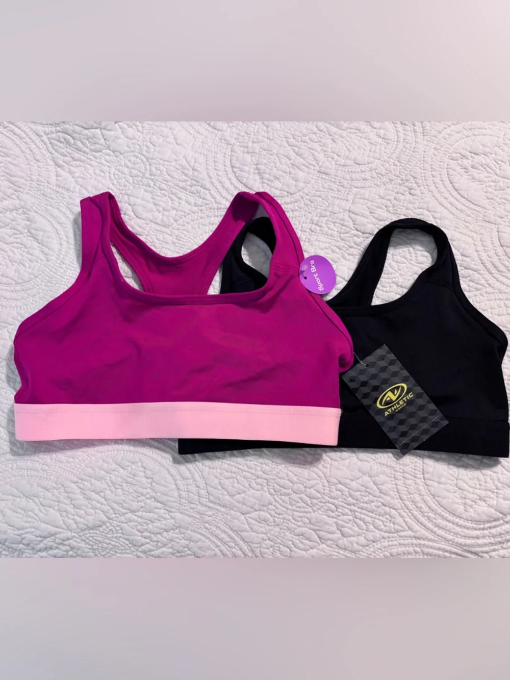 Athletic Works Girls Sports Bra, 2 Pack, Size 32 or Medium